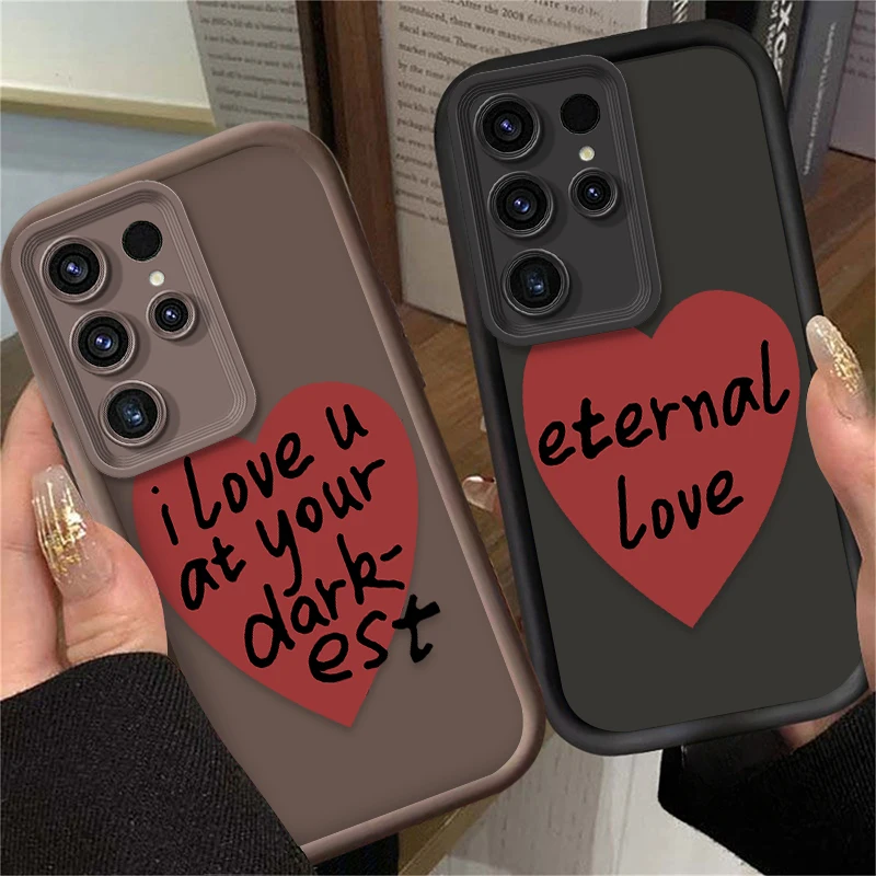 Hand Drawn Big Heart I Love You Case for Samsung Galaxy S23 S25 S24 Ultra S22 S21 Plus FE 5G A54 A34 A14 A73 A53 A33 5G Cover