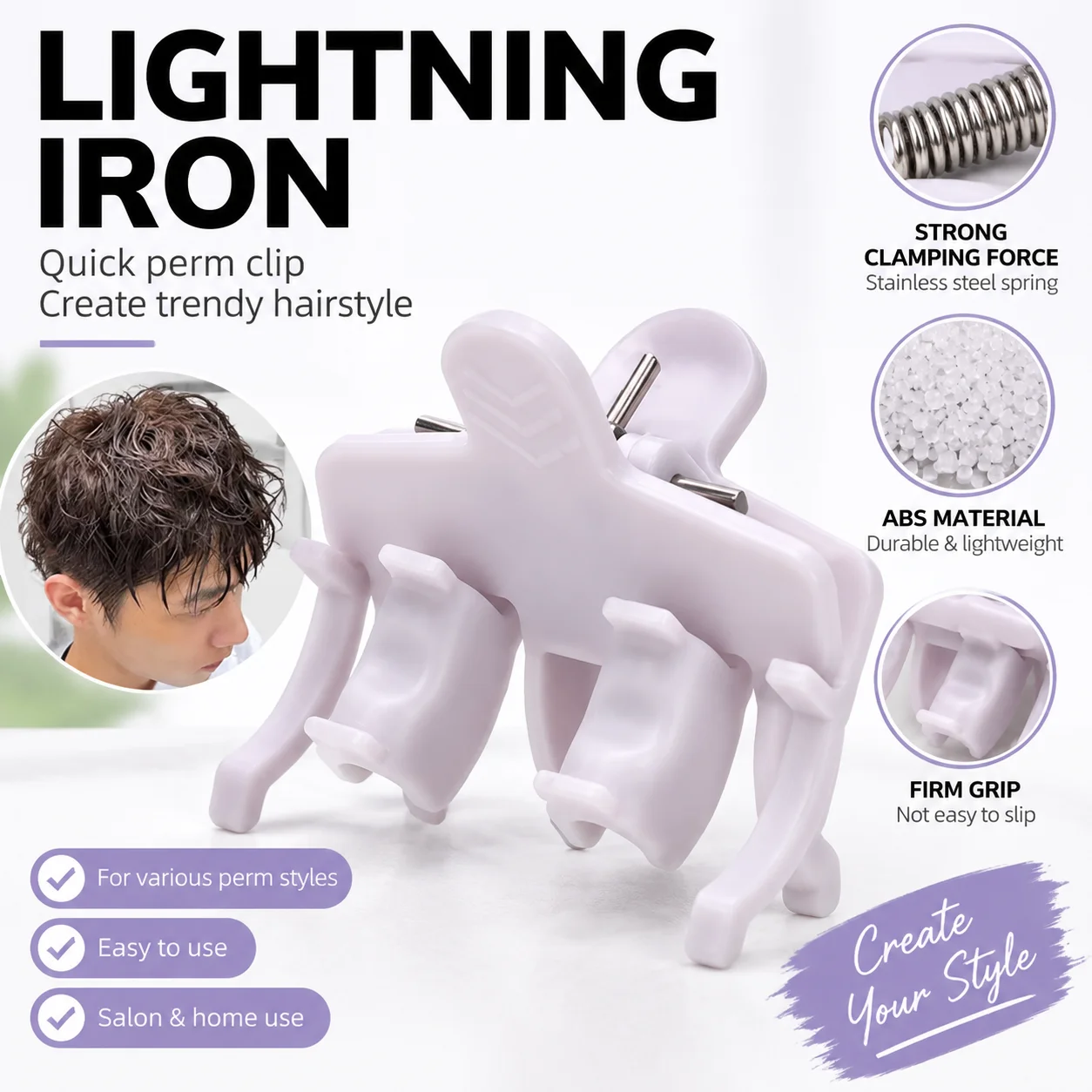 25Pcs Reusable Men's Perm Clips for Short Hair, Curl Styling Hook Loop Rollers, Barbershop Perming Tools Accessories