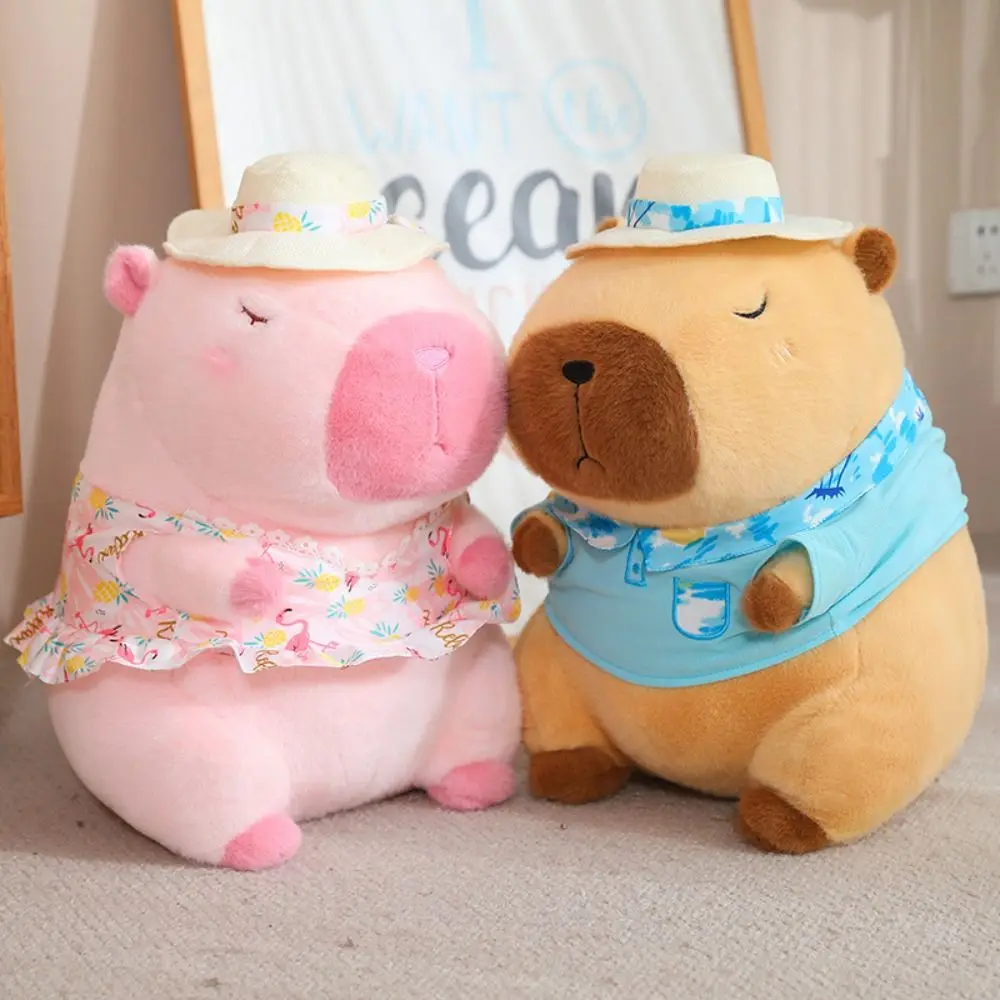 Swimming Circle Sports Capybara Plush Toy Beach Clothes Summer Style Capibara Anime Fluffty Toy Pink 25cm Capybara Plush Doll