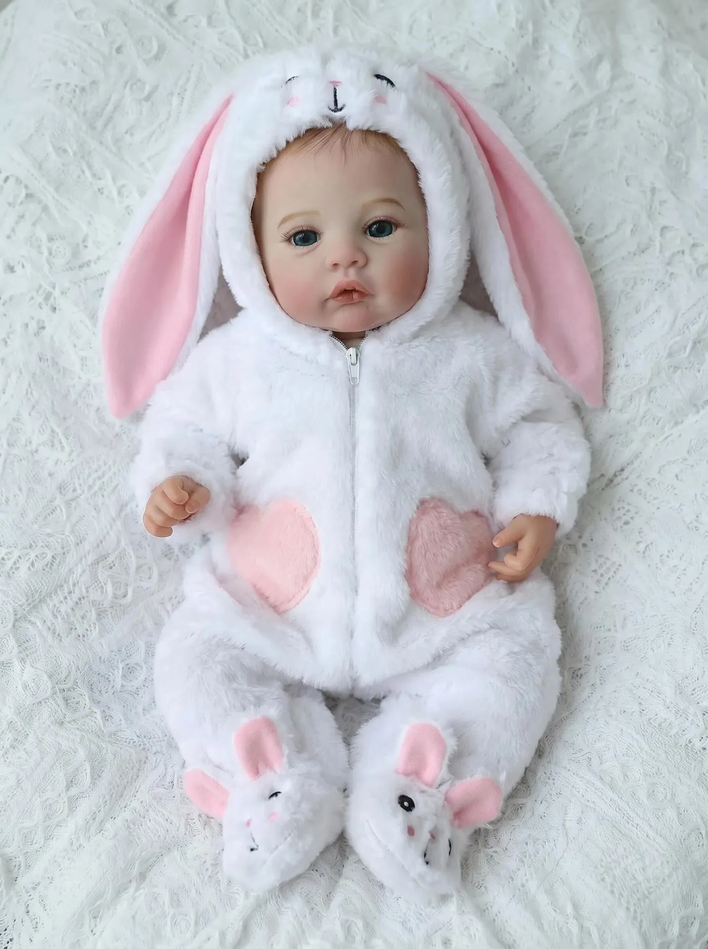 Handmade Newborn Meadow Reborn Baby Doll Silicone Vinyl Finished 3D Painted Skin Veins Art Collection Doll Birthday Gift for Kid