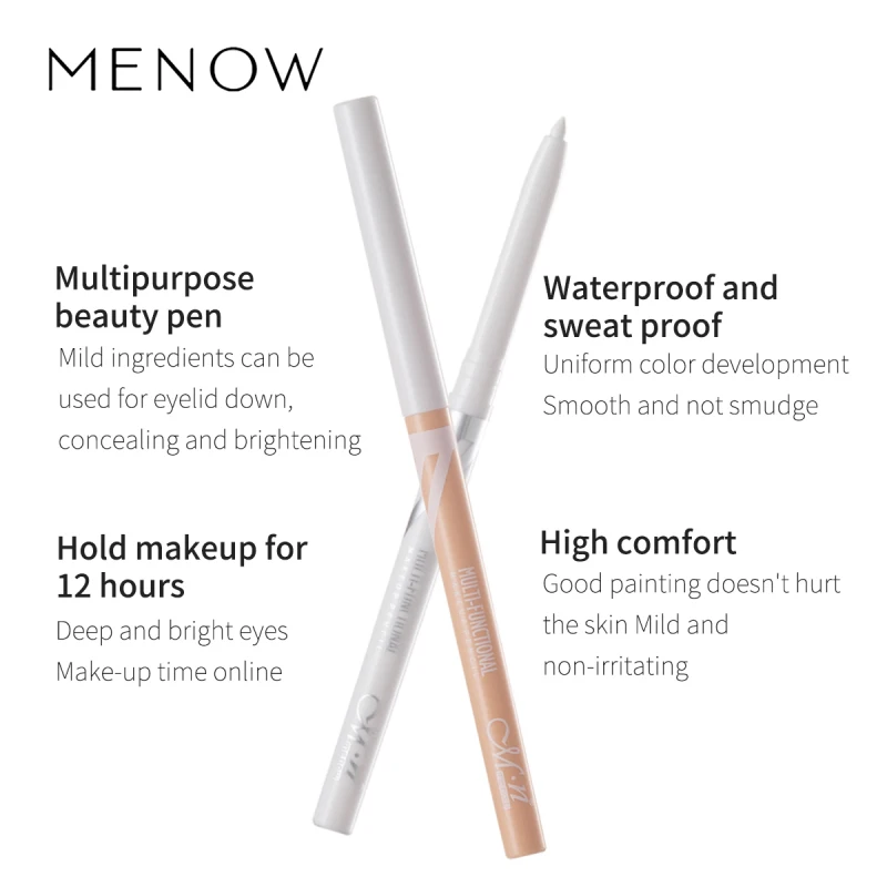 Multi-Purpose Eyeliner Pen White/Skin Color Eyeliner Makeup Pen Concealer Waterproof Sweatproof Long-lasting Easy To Wear