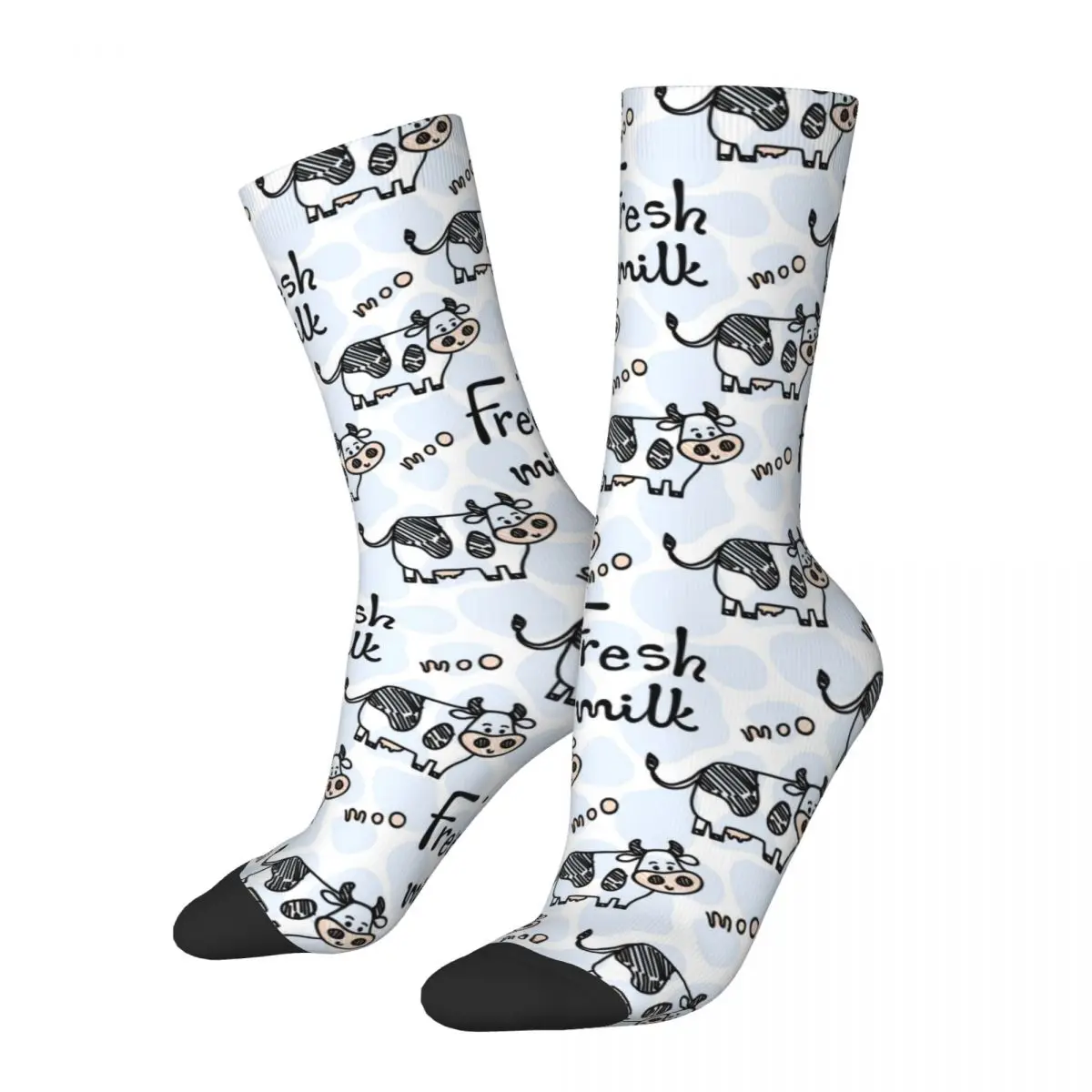 New Men's Socks Harajuku Kawaii Cow Pattern Doodle Sock Polyester Animal Graphic Women Socks Spring Summer Autumn Winter