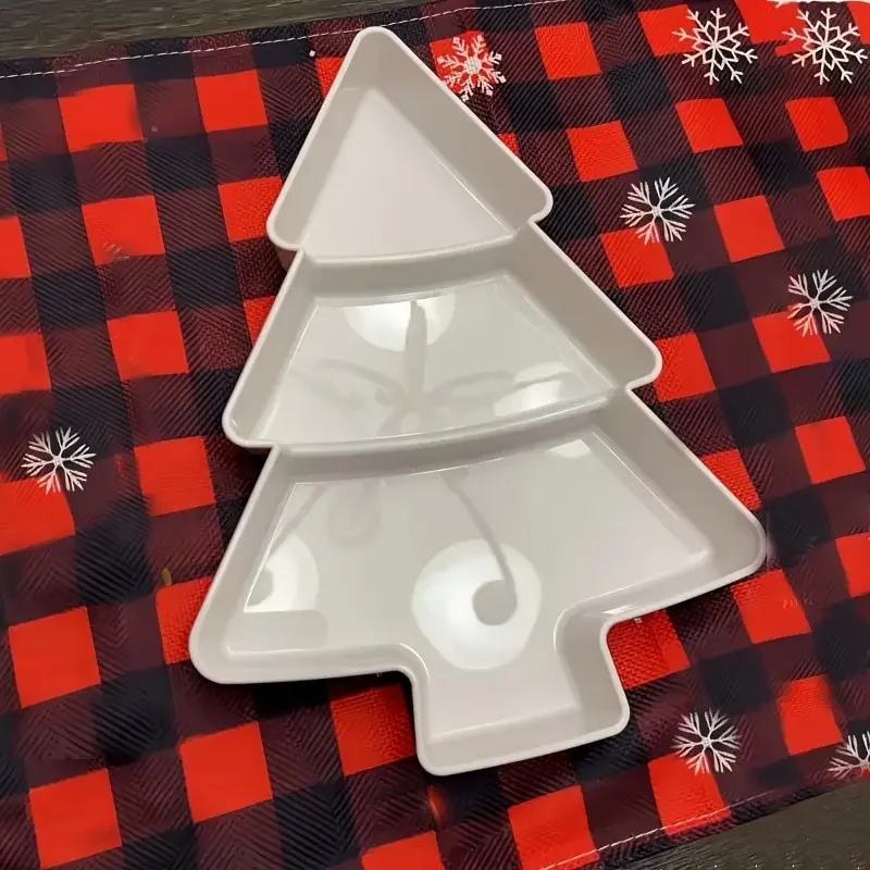 Navidad creativa forma de árbol de Navidad dulces aperitivos nueces frutas secas plato de plástico platos para aperitivos tazón bandeja de desayuno