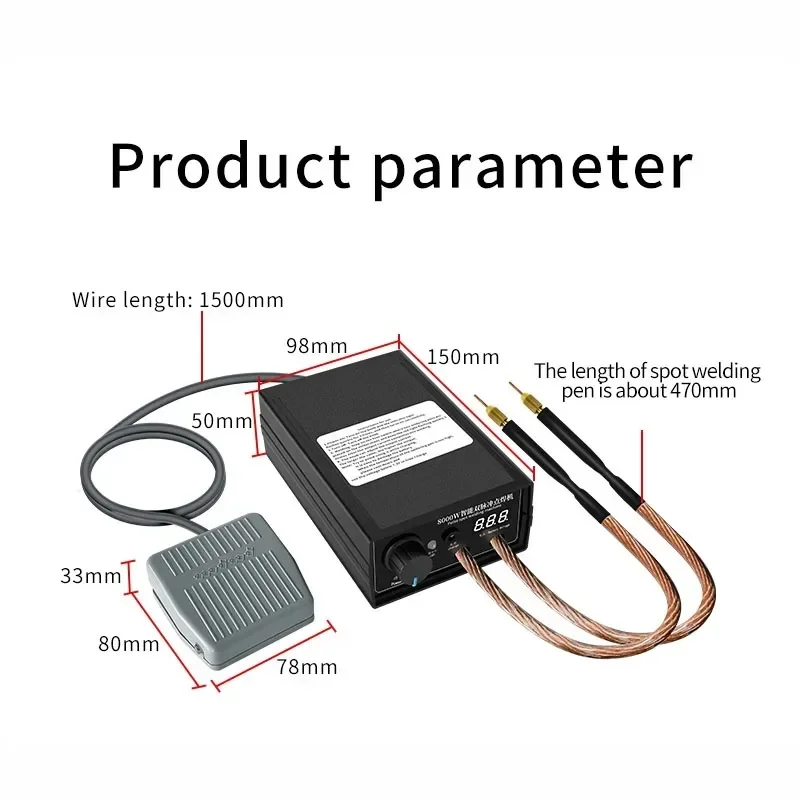 Spot Welder 8000W High Power Handheld Spot Welding Machine Portable 0-800A Current Adjustable Welders for 18650 Battery