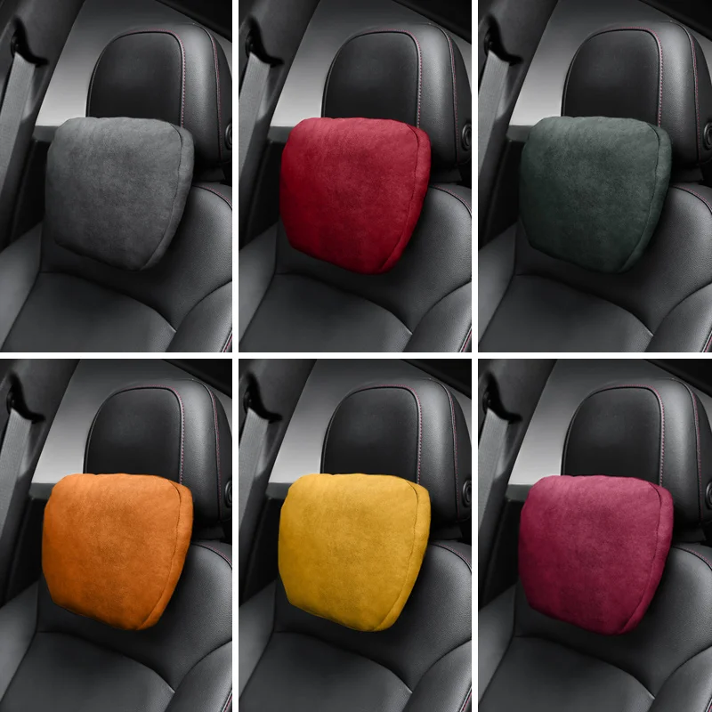 For KIA Alcnatara Suede Car Headrest Neck Support Seat Soft Universal Adjustable Car Pillow Neck Rest Cushion Car accessories