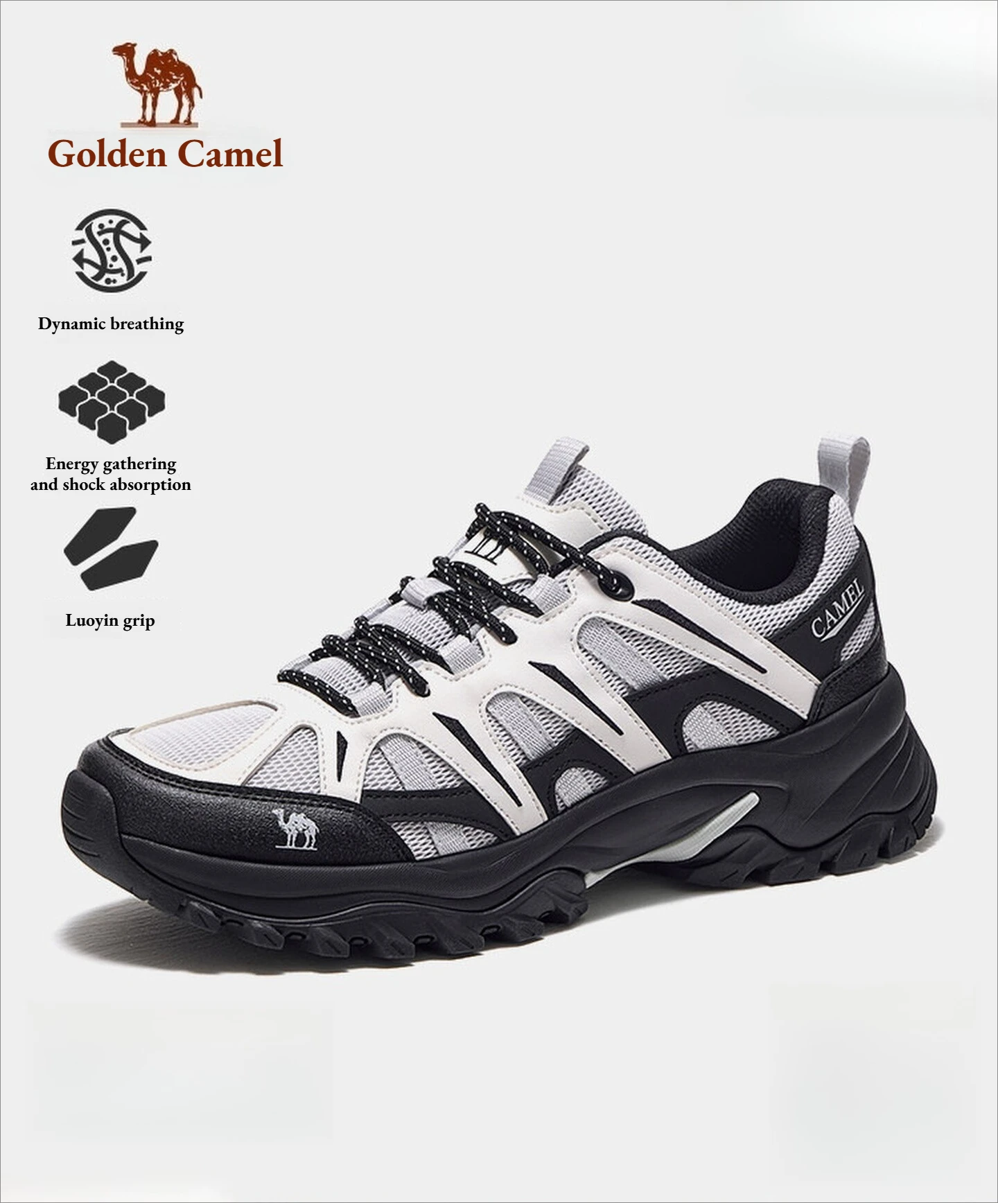 Golden Camel Men's Sports Shoes 2026 Summer Outdoor Fashion Casual Sneakers Low Top Thick Sole Non-slip Breathable Jogging Shoes