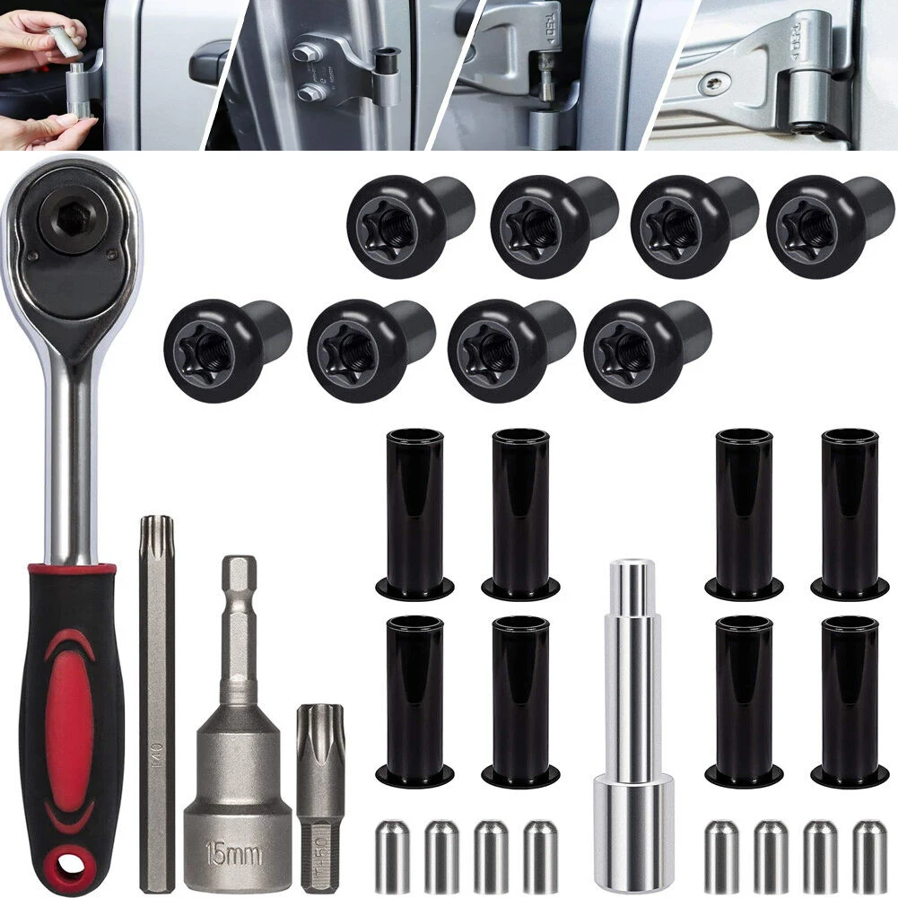 Door Pin Guides+Hinge Nuts+Bushing Hard Top Door Removal Tool Kit For Jeep Wrangler JK JKU JL JLU Sports Sahara Freedom Rubicon