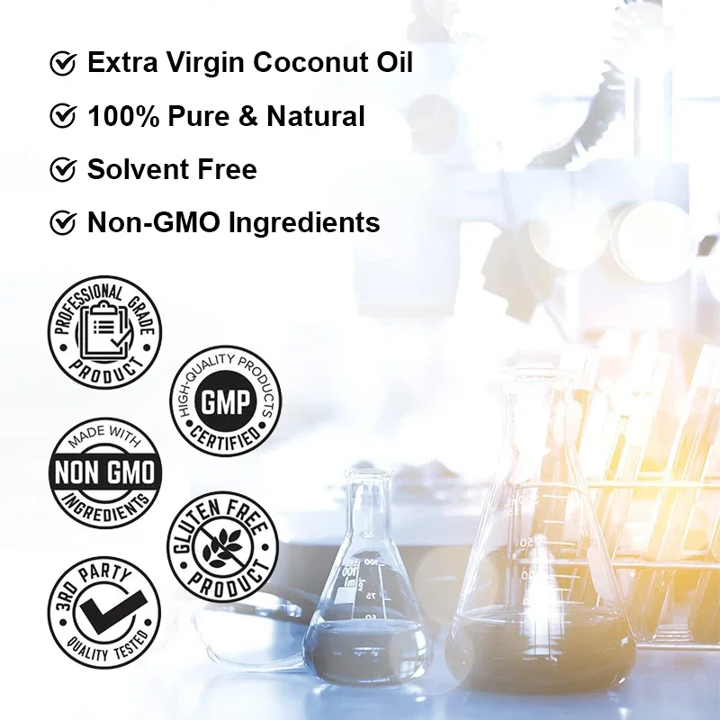 Vitality Coconut Oil Capsules, Promove Cabelos, Pele e Unhas Saudáveis, Feito com Óleo de Coco Orgânico