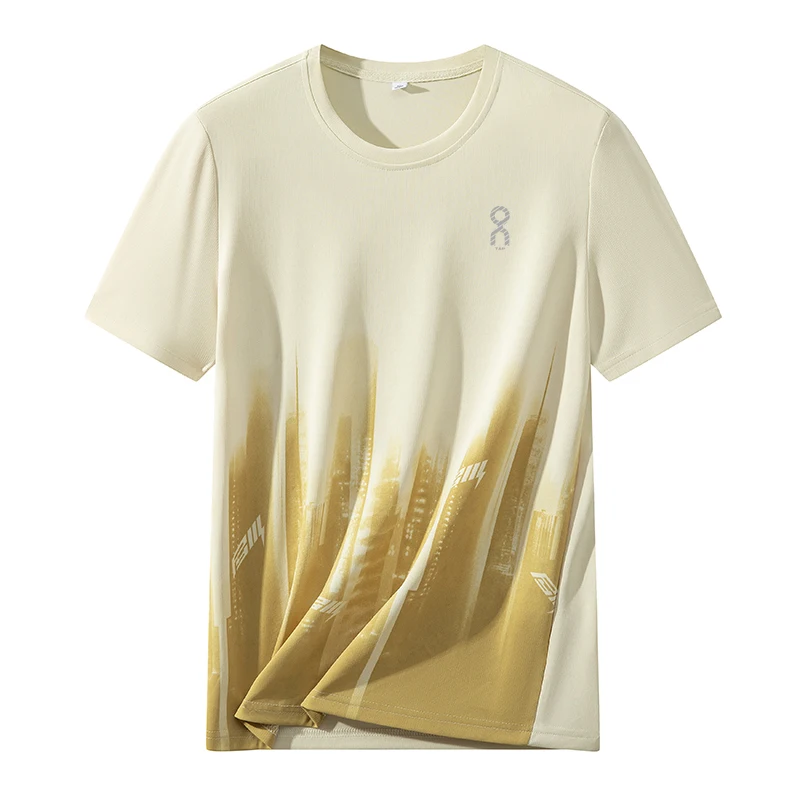 Męska koszulka sportowa z krótkim rękawem, szybkoschnąca, oddychająca, odprowadzająca wilgoć, idealna do wędrówek, sportów outdoorowych, fitnessu, biegania, Hanfu.