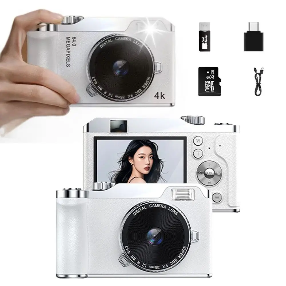 

Front/Rear Dual Camera 4K HD Digital Camera 16x Zoom 2.4 Inch Screen Entry-Level CCD Camera Autofocus LED Fill light