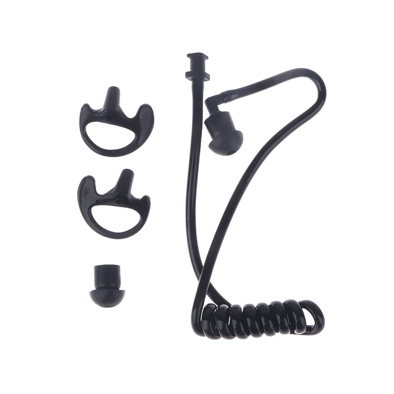 Sostituzione del tubo dell'aria a molla nera Walkie Talkie auricolare bobina tubo dell'aria acustico sostituzione del tappo dell'orecchio per auricolare Radio