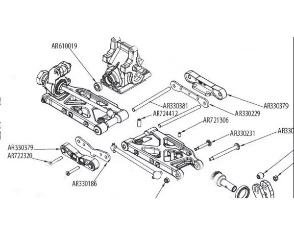 Hot Racing aluminum REAR hinge pin brace arm mount on the REAR LOWER suspension of  Arrma Karton Senton Outcast Talion Limitless