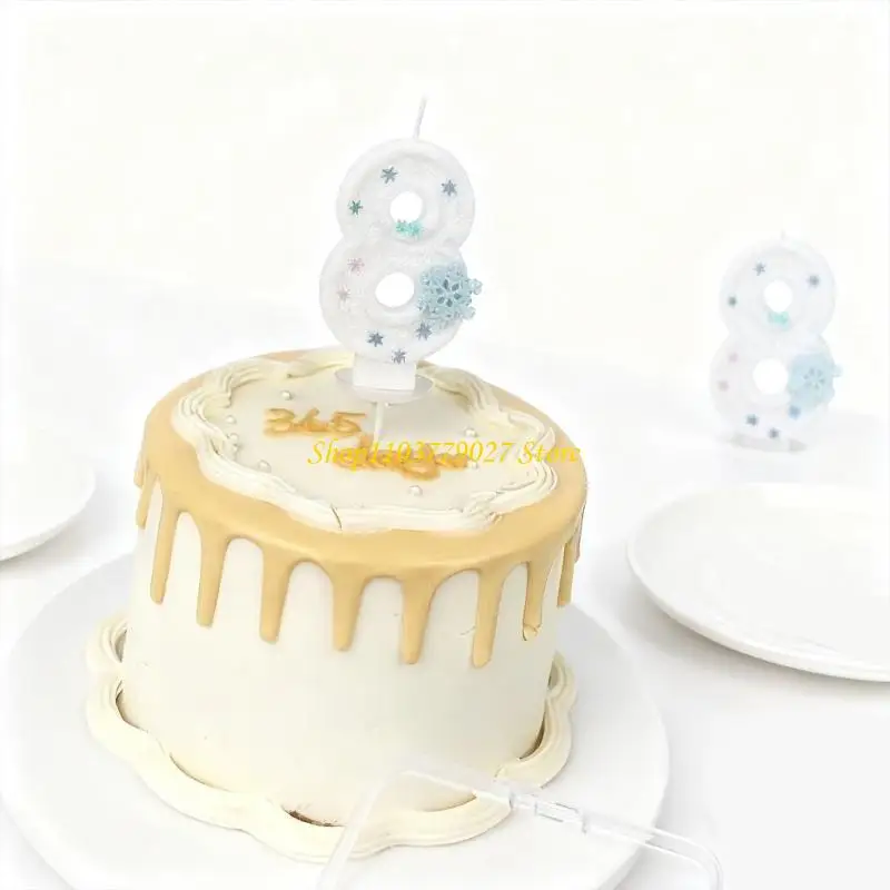 C4DF Kids Girls Birthday Party Winter Snowflake Themed Number Decorative Items For Cakes Toppers Anniversary Party Decors