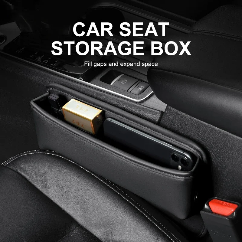 Car Seat Gap Box PU Leather Large Capacity Multifunctional Storage Miscellaneous Storage Box with Easy Installation Gap Filling