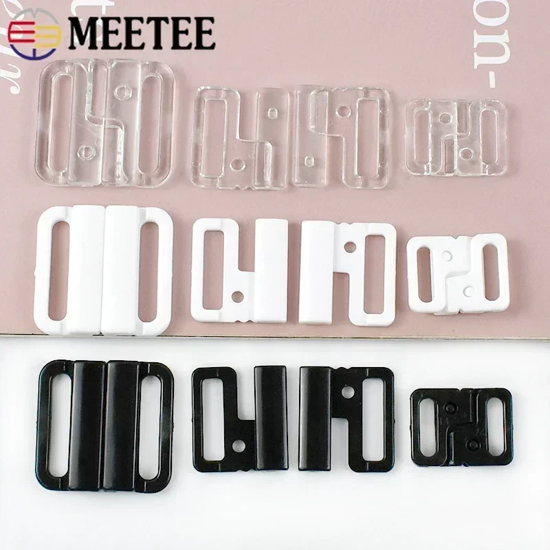 20/50/100Sets 10/15/20/25mm Bra Closure Plastic Buckle Swimsuit Strap Bikini Clasp Resin Button Tie Adjustable Clip Buckles