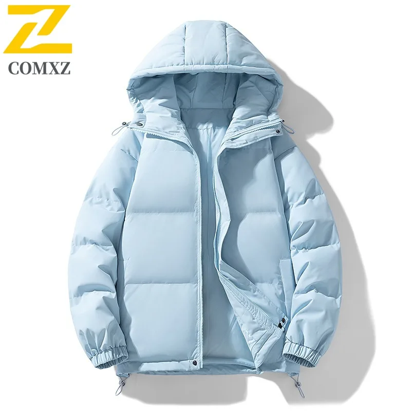 

COMXZ 2025 Thick Hooded Padded Coat Winter Autumn Couple Street Puffer Coat Versatile Casual Padded Cross Border windbreaker