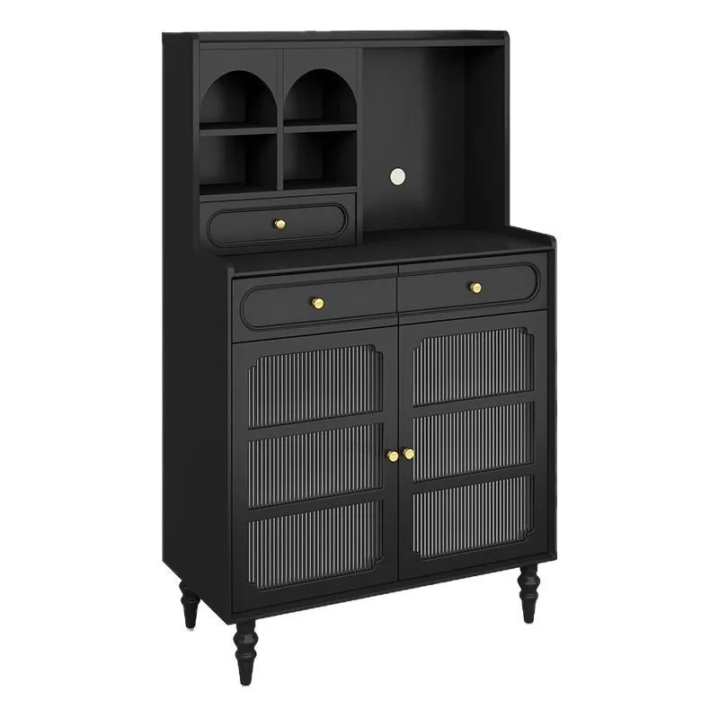 

French retro style solid wood dining side cabinet modern simple small living room sofa side cabinet black tea cabinet coffee