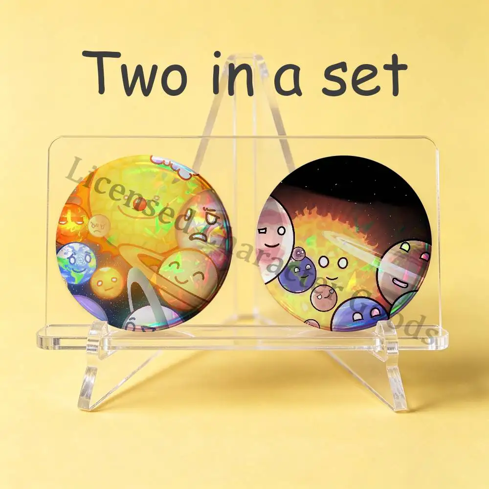Printed Pins 2-Piece Set Couple Badges Decorations Souvenir S-SolarBalls Collectibles 25 32 44 58 75 mm