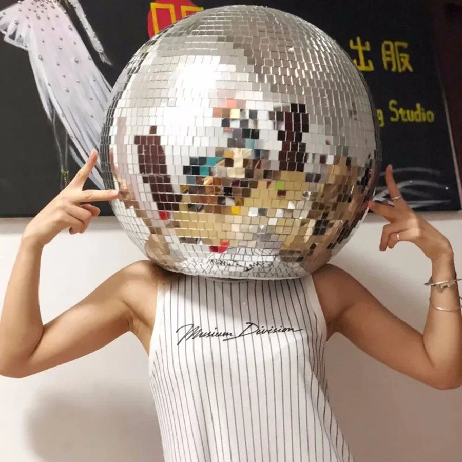 40cm Disco kugel Helm Disco kugel mysteriöse Maske Cosplay Kopf bedeckung versenkbares Visier Disco Party Kostüm Outfit