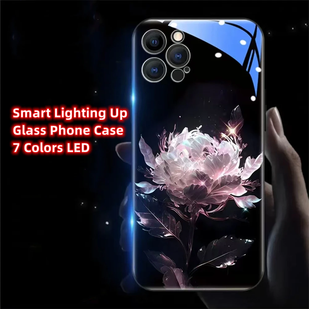 Reine Kristall-Lotus-Design-Handyhülle mit Sound-Musik-Steuerung und LED-Licht für Samsung S26 S25 S24 S23 S22 S21 S20 FE Plus Ultra – Detail 19
