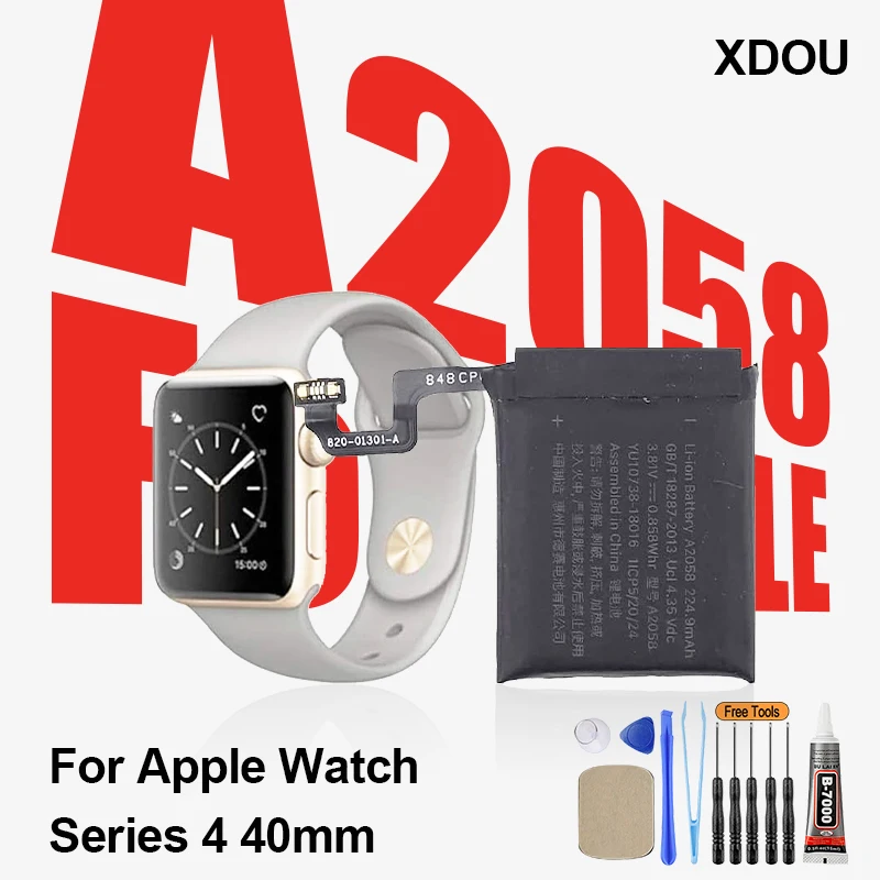 

224.9mAh NEW Battery A2058 For Apple Watch Series 4 40mm A2058 A1975 A1977 Watch Bateria + Tools