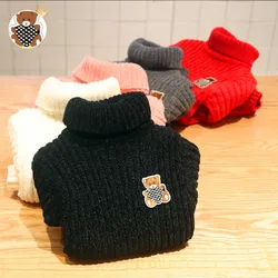 Suéteres de cuello alto para niños y niñas, suéteres cálidos de dibujos animados, ropa para bebés, Tops para niños, Otoño e Invierno