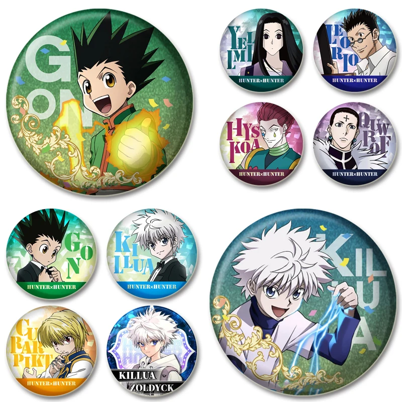 Gon Freecss Kurapika Killua Zoldyck Hisoka Illumi Zoldyck أنيمي الشكل شارة تأثيري لطيف المينا دبابيس للملابس على ظهره الهدايا