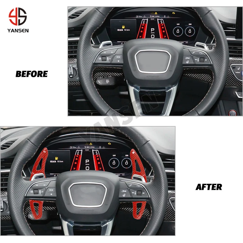 ABS Carbon Fiber Car Steering Wheel Shift Paddle Shifter Extension For Audi RS3 RS4 RS5 678 TT RS Q3 Q8 R8