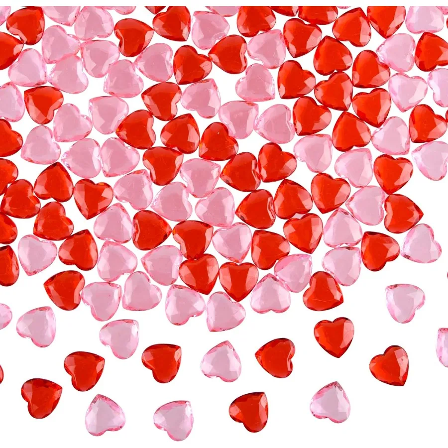 

Red＆Pink Acrylic Heart Ornaments Translent Hearts Gems Crystals for Table Scatter Decoration/Artwork/Vase Fillers in Valentin
