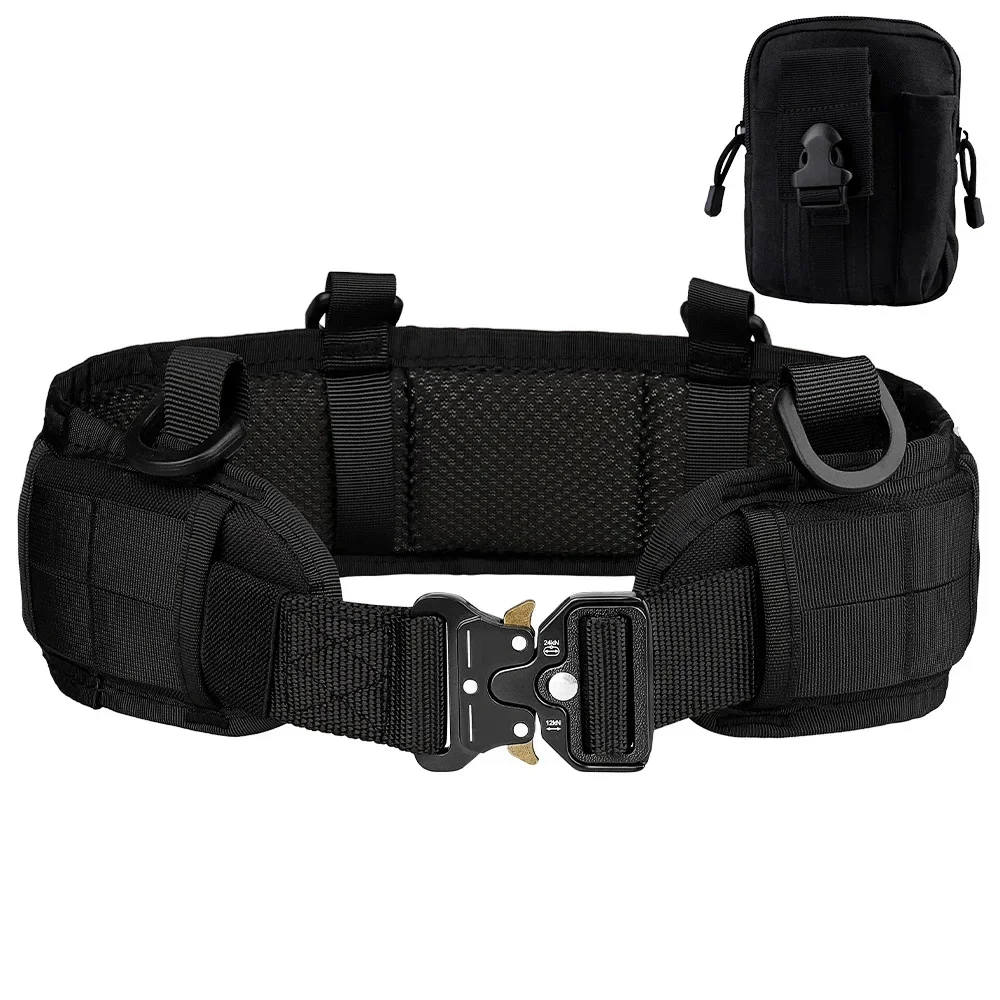 Tactical Adjustable Belt Outdoor Work Men Belt Army Combat CS Airsoft Hunting Paintball Padded Waist Belts Pocket