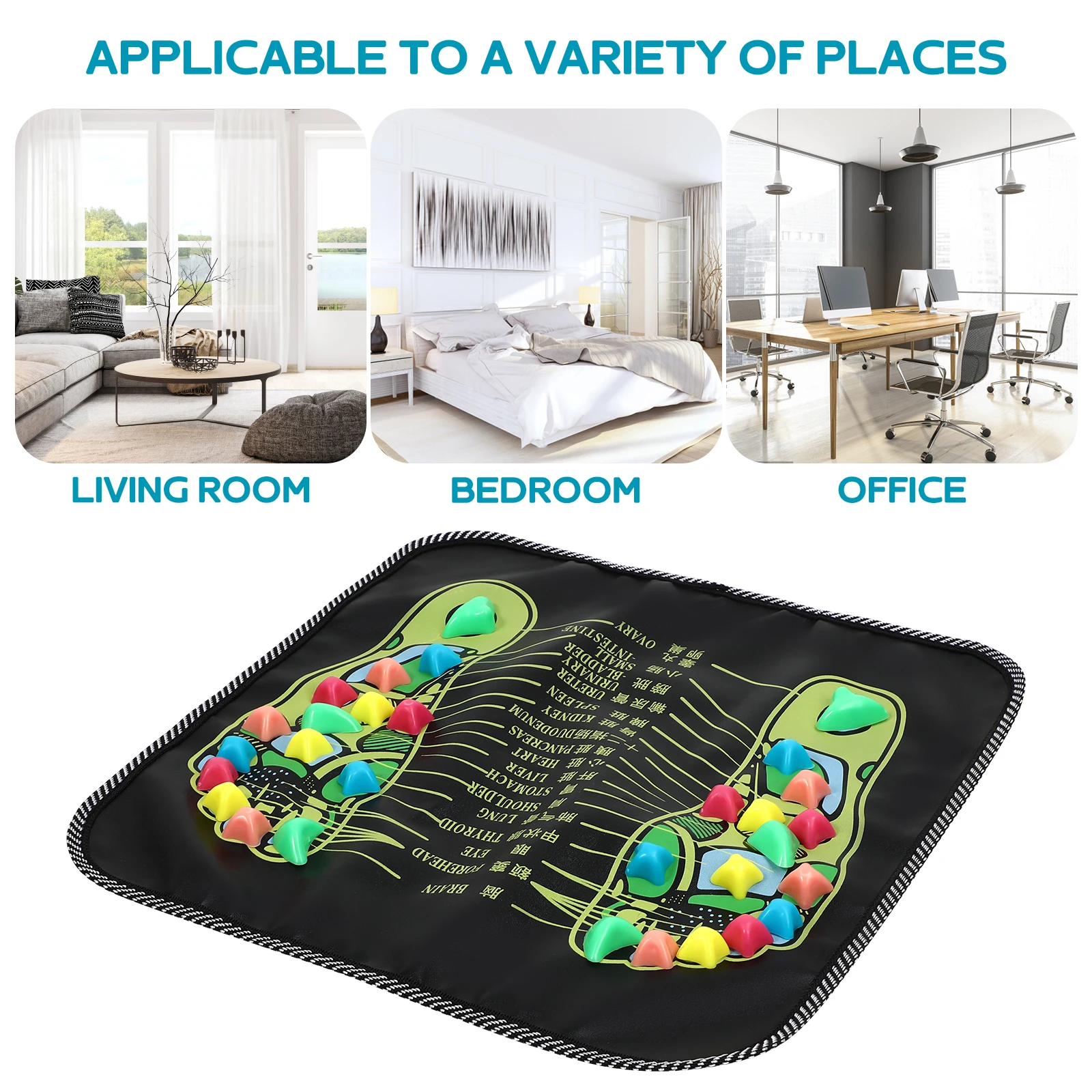 

Stone Foot Massager Pad for Acupoint Reflexology Muscle Stimulation Therapy Foot Massage Mat Comfortable Design