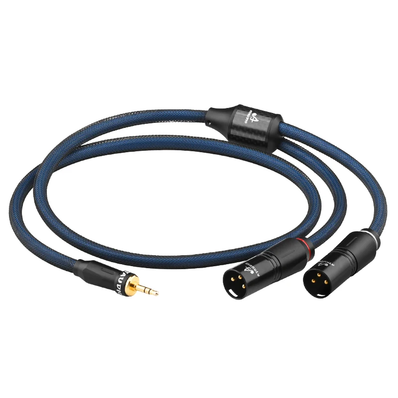 HiFi 3,5mm auf 2XLR Audiokabel mit OCC Silberbeschichtetem Drahtkern, Stereo 3,5mm Klinkenstecker auf 2XLR Kabel für Heim-HiFi-Systeme und Lautsprecher