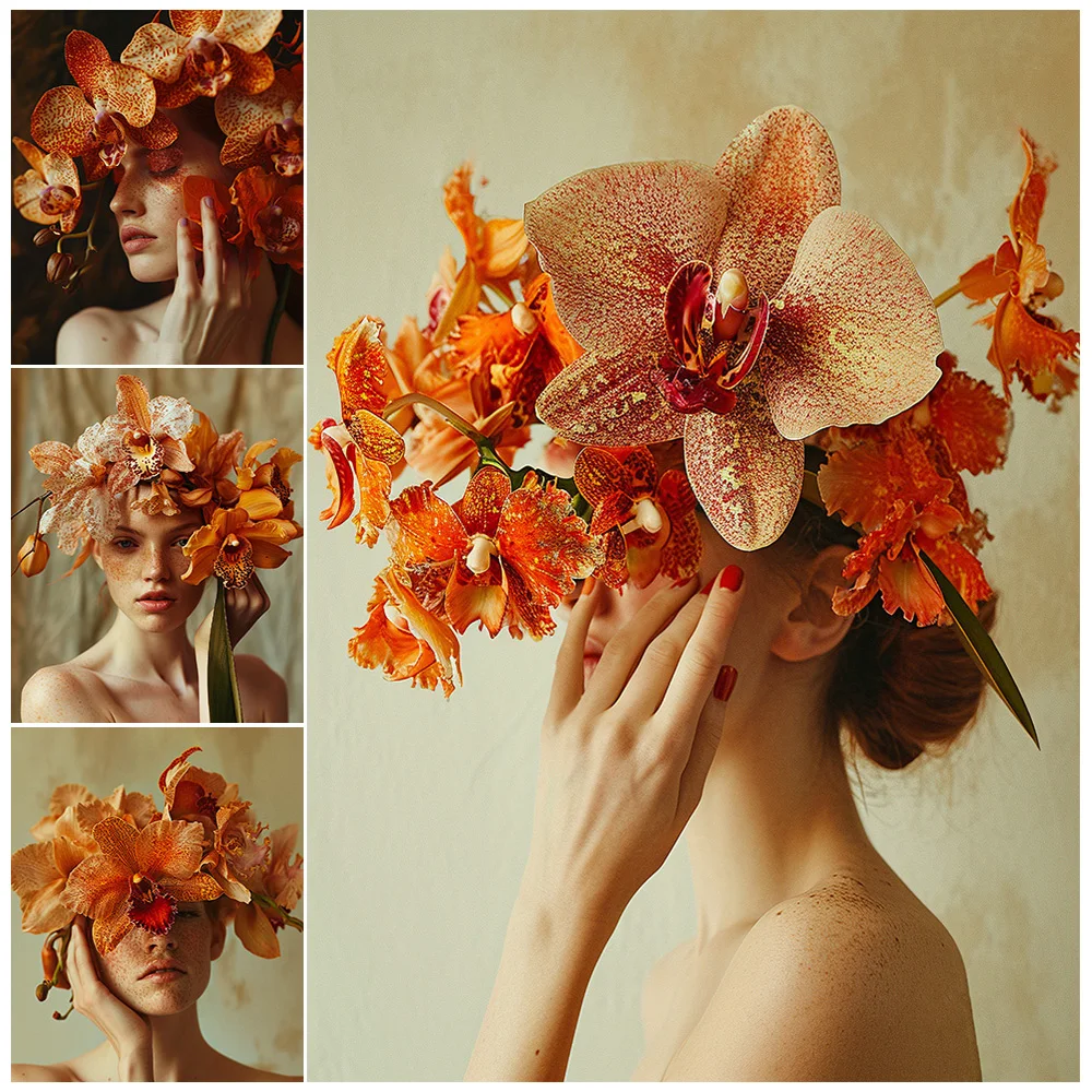

Sexy Girl Woman Flower Headwear Poster Portrait Wall Art Canvas Painting Home Decor Wall Pictures For Living Room Unframed