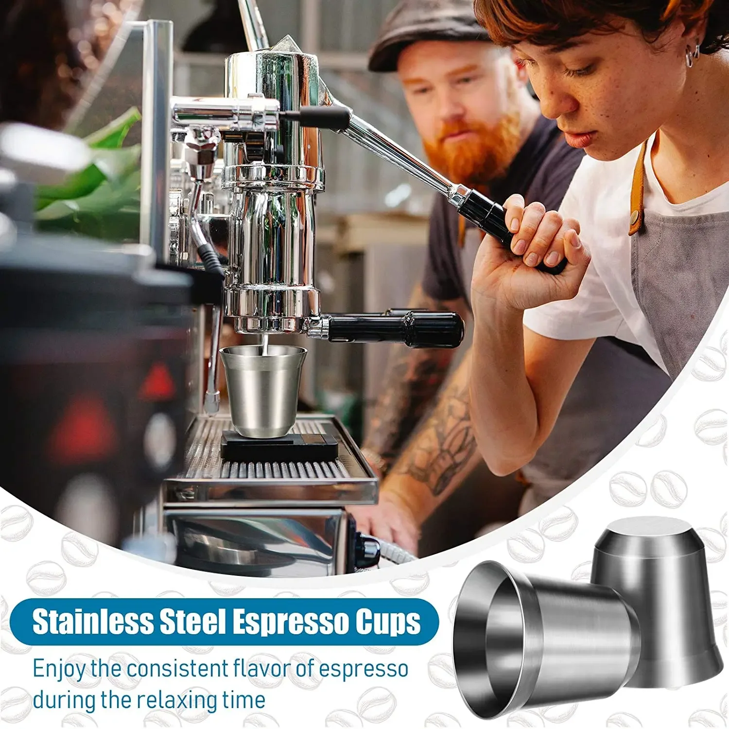 كوب إسبرسو من الفولاذ المقاوم للصدأ معزول على الحائط المزدوج، كوب قهوة معدني للشرب، كوب ديميتاس للمنزل الداخلي أو الخارجي #2