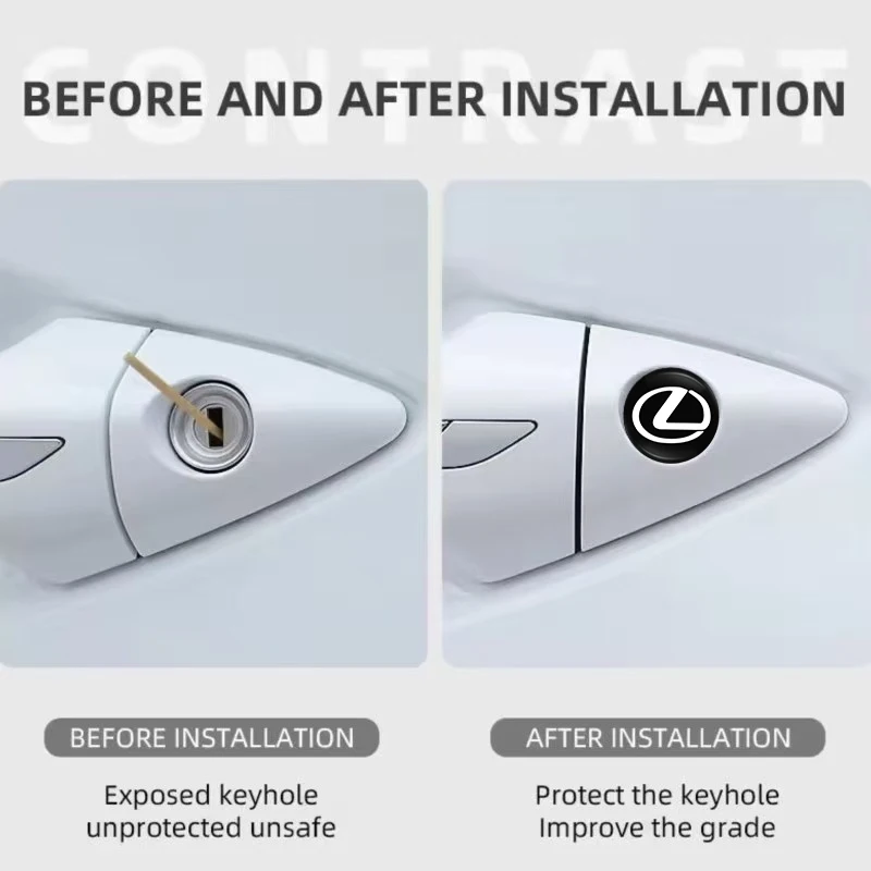2/4 قطعة قفل باب السيارة ثقب المفتاح مكافحة حجب حماية ملصقات لكزس IS250 IS200 CT200h GS300 LS430 RX450h LX570 IS300 ES300