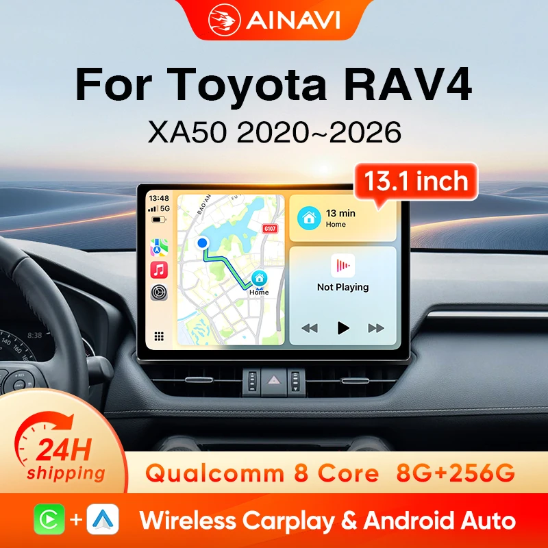 Autoradio Ainavi 13,1 pouces pour Toyota RAV 4 XA50 RAV4 2019 2020 2021 2022 2023 2024 2025 Lecteur multimédia de voiture Stéréo de voiture Audio de voiture Écran de voiture Système d'infodivertissement Android Auto sans fil Systèmes intelligents de voiture Écran IPS 2K