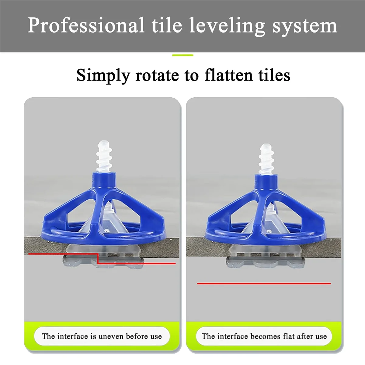 Tile Leveling System, 50 Reusable Nuts and 100 Bases, Tile Spacers Leveling System for Self Adhesive Floor Tiles HOT