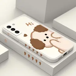 Fluffy Puppy Silicone Phone Case For Samsung Galaxy S23 S22 S21 S10 S9 S8 Plus Note 20 ultra 10 Plus Cover
