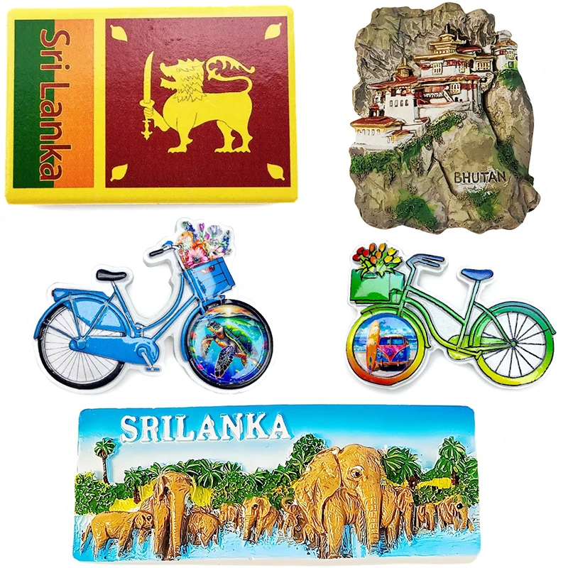 Sri Lanka Bhutan Fridge Magnets Creative Travelling Souvenirs National Flag Fridge Magnetic Stickers Gifts Photo Wall Stickers
