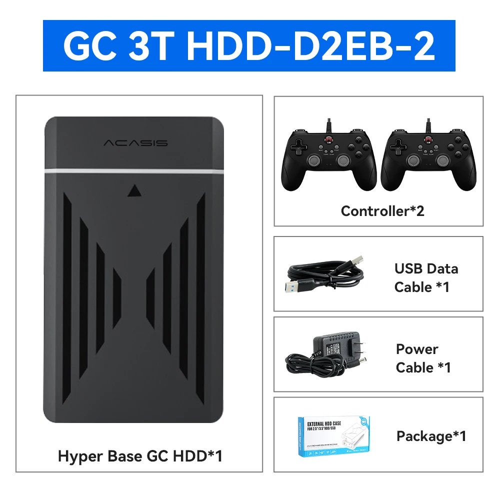3TB Draagbare Gaming HDD LaunchBox/Retrobat/Playnite Retro Game Console met 17300+ AAA/3D/Retro Games voor PS4/PS3/PS2/Switch/Wii - afbeelding 1