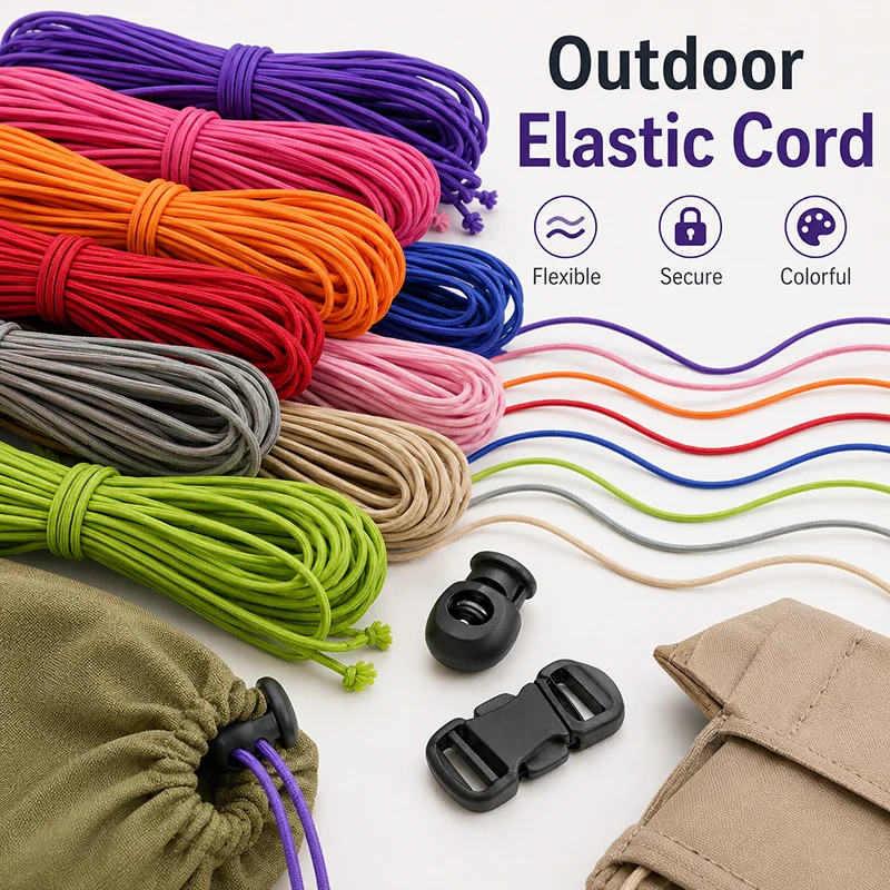

45/90M 2mm Round Elastic Rope for Outdoor Backpack Drawstring Sports Gear Tent Shoes Bungee Cord Repair Material Roll Supplies