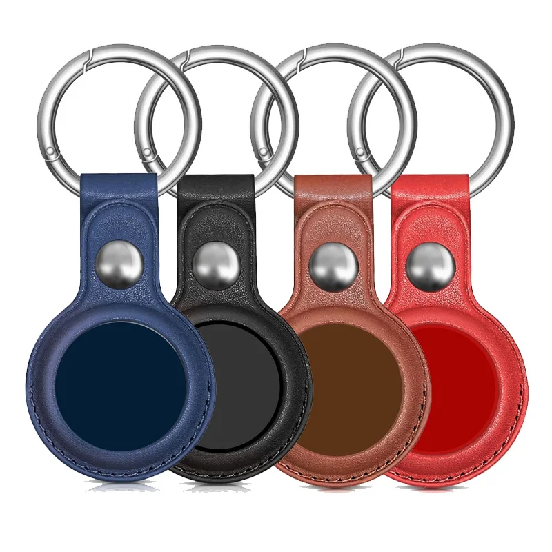 4er-Pack PU-Lederhülle für Apple Airtags mit Schlüsselanhänger, Air Tag Halter, Tier-Tracker-Zubehör, Schutzhülle