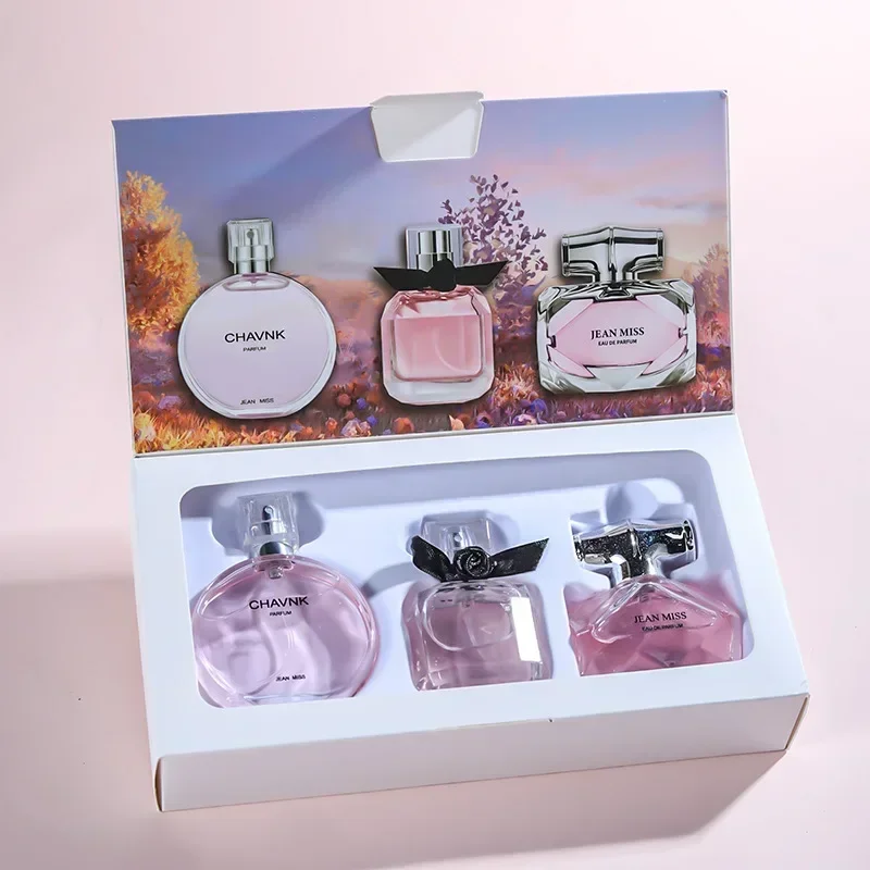 30ml x 3PCS Eau De Parfum Set Feminino Spray Fresh Light Scent Floral Fruity Chypre Notes LongLasting Women Perfume Gift Box