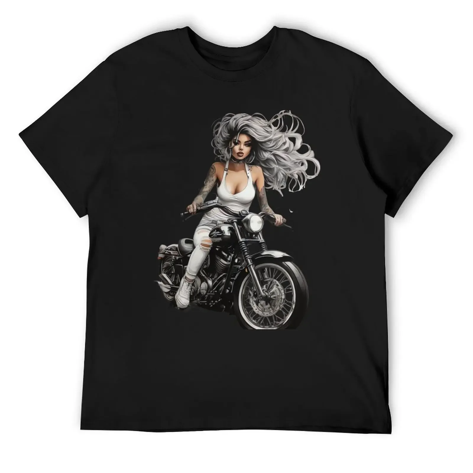 

Biker girl T-Shirt graphic tee shirt anime figures mens graphic t-shirts hip hop