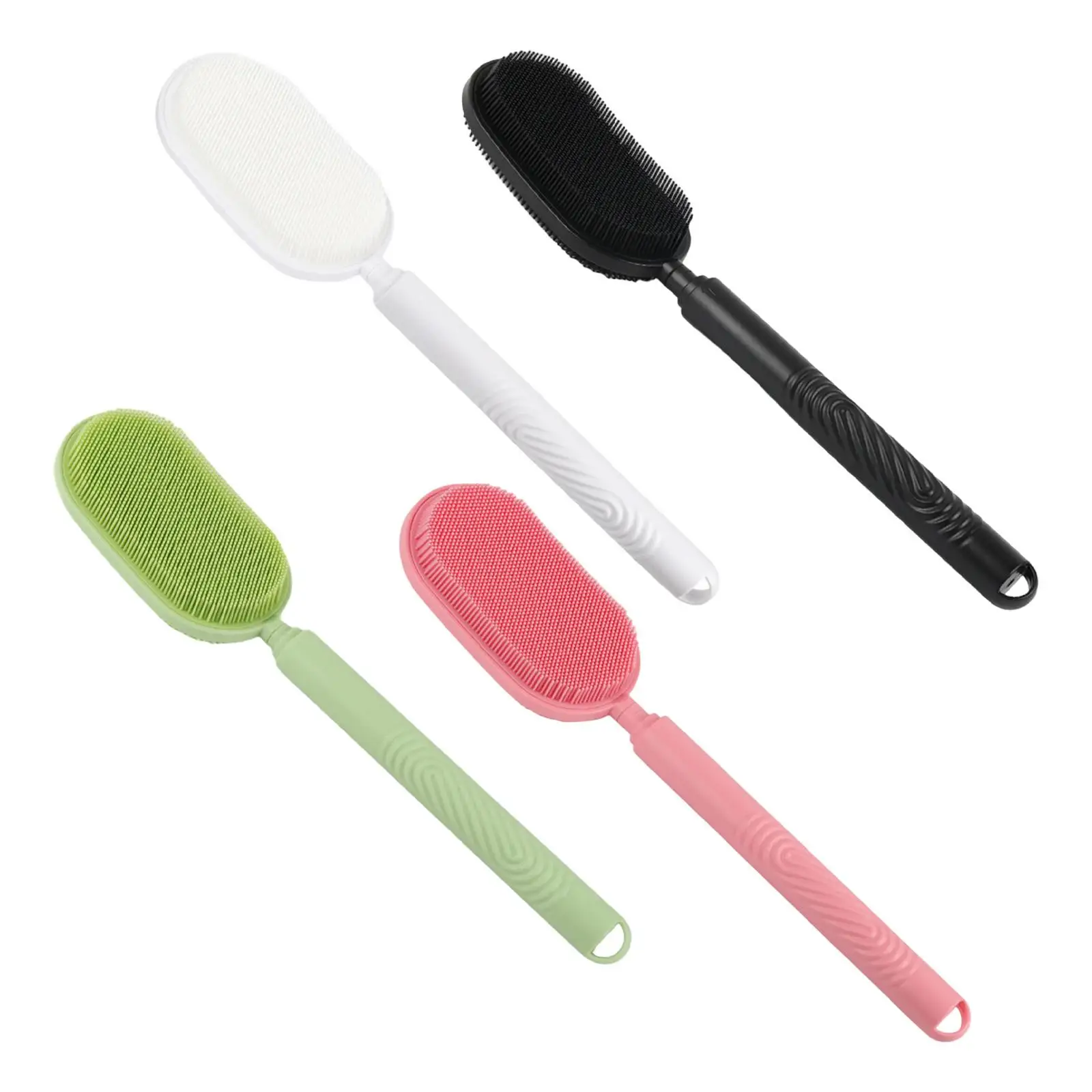 

Shower Brush Long Handle Silicone Body Scrubber Anti Slip Double Sided for Home Bathroom Use