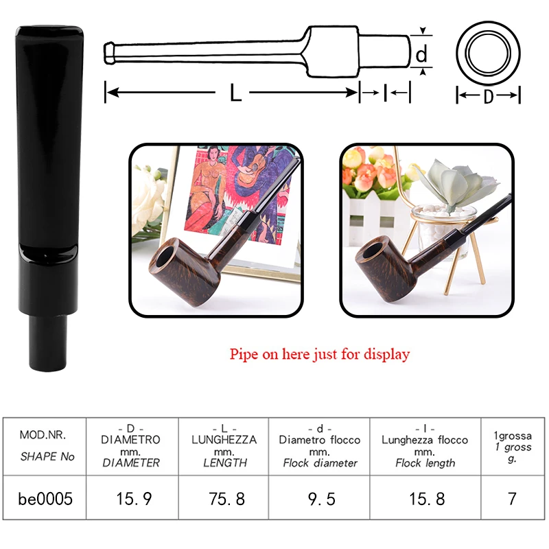 RU-MUXIANG Acrylic Smoking Pipe Cigarette Holder 9mm Filer Black Saddle Mouthpiece Suitable for All Tobacco Pipe Factory