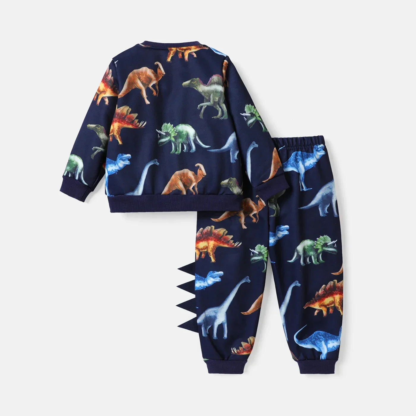 PatPat 2pcs Toddler Boy Animal Dinosaur Print Sweatshirt and Elasticized Pants set Soft and Comfortable  Perfect for Outings