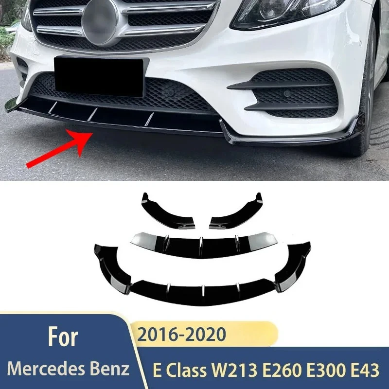 

Для Mercedes Benz E Class W213 E260 E300 E43 2016-2020 AMG автомобильный передний бампер, нижний спойлер, аксессуары, диффузор, разветвители BodyKit