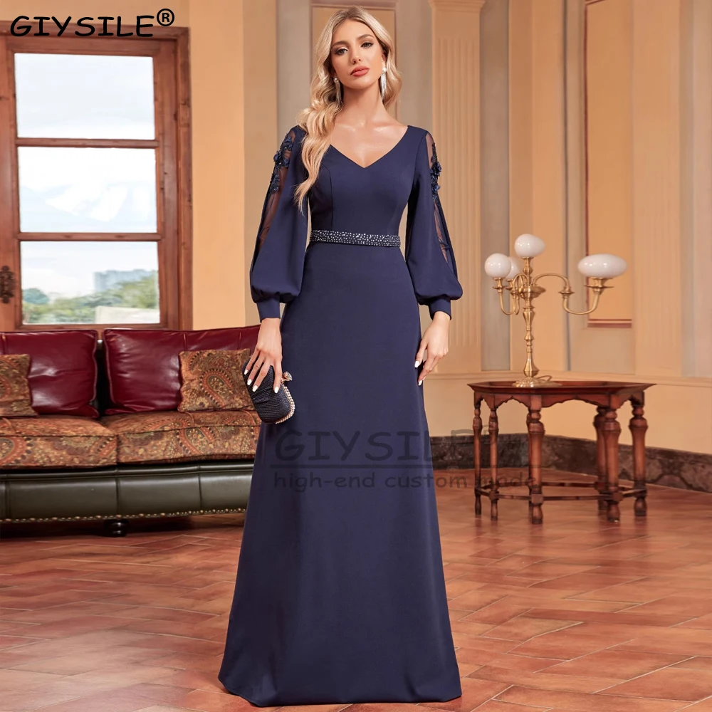 

GIYSILE Customized Evening Dresses 2025 New Long Sleeved V-neck Nail Bead Long Skirt Slim Fit Mermaid Banquet Evening Gowns