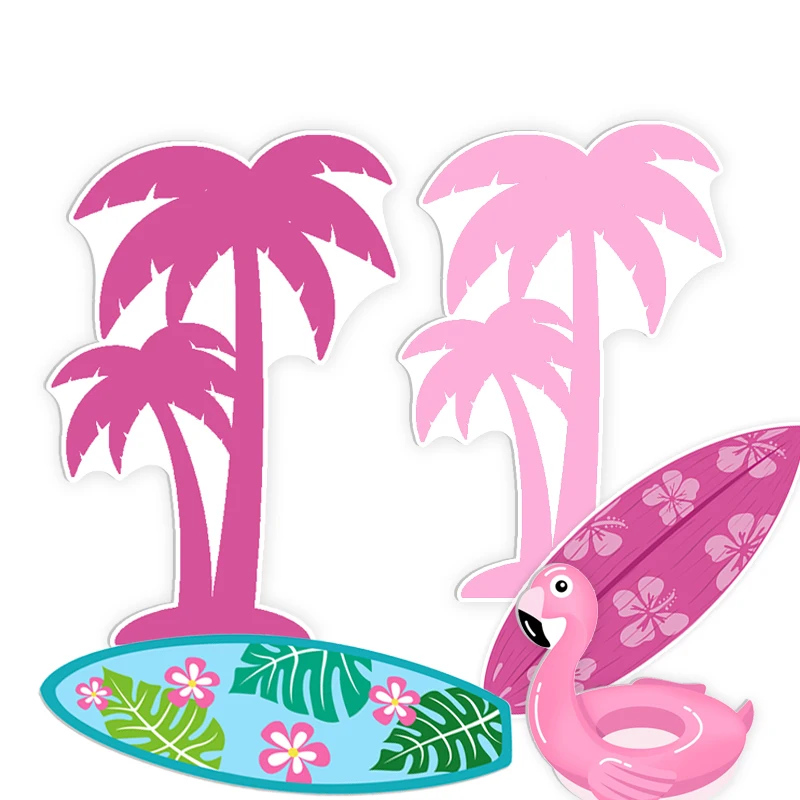 

Summer Swimming Pool Party Props Surfingboard Cut Out Coconut Tree Cutouts Foam Board Princess Birthday Party Backdrop Decor